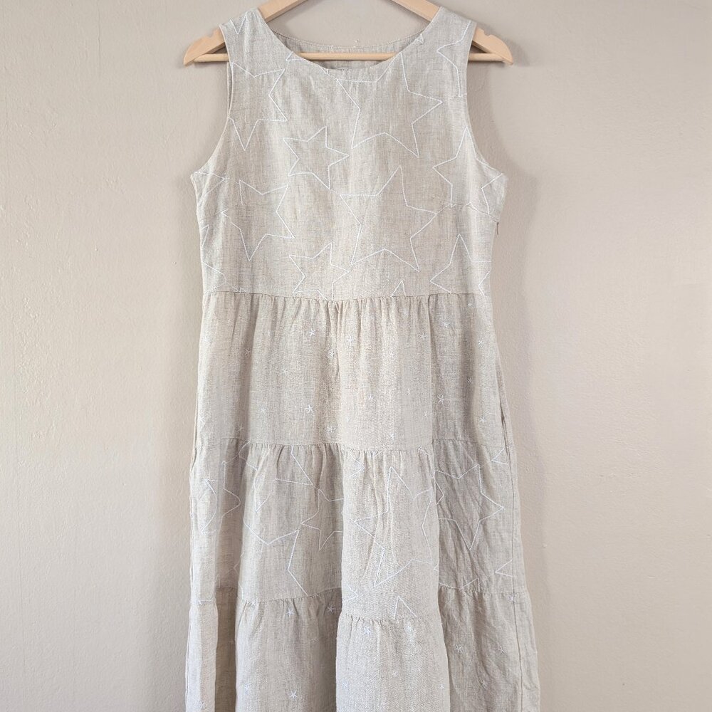 Daniel & Mayer 100% linen dress with embroidered stars‎ (S) (Made in Italy)